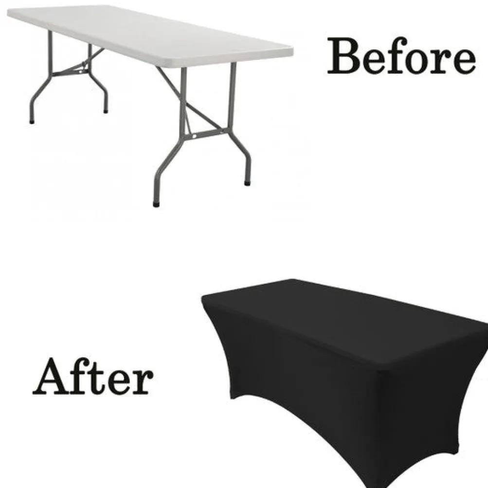 Spandex (8'x30") Banquet Table Cover in Black