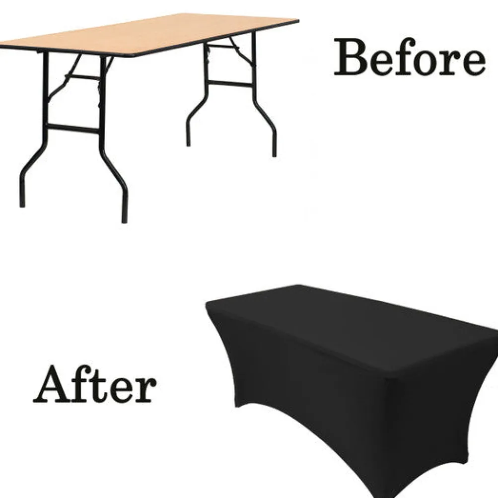 Spandex (8'x30") Banquet Table Cover in Black