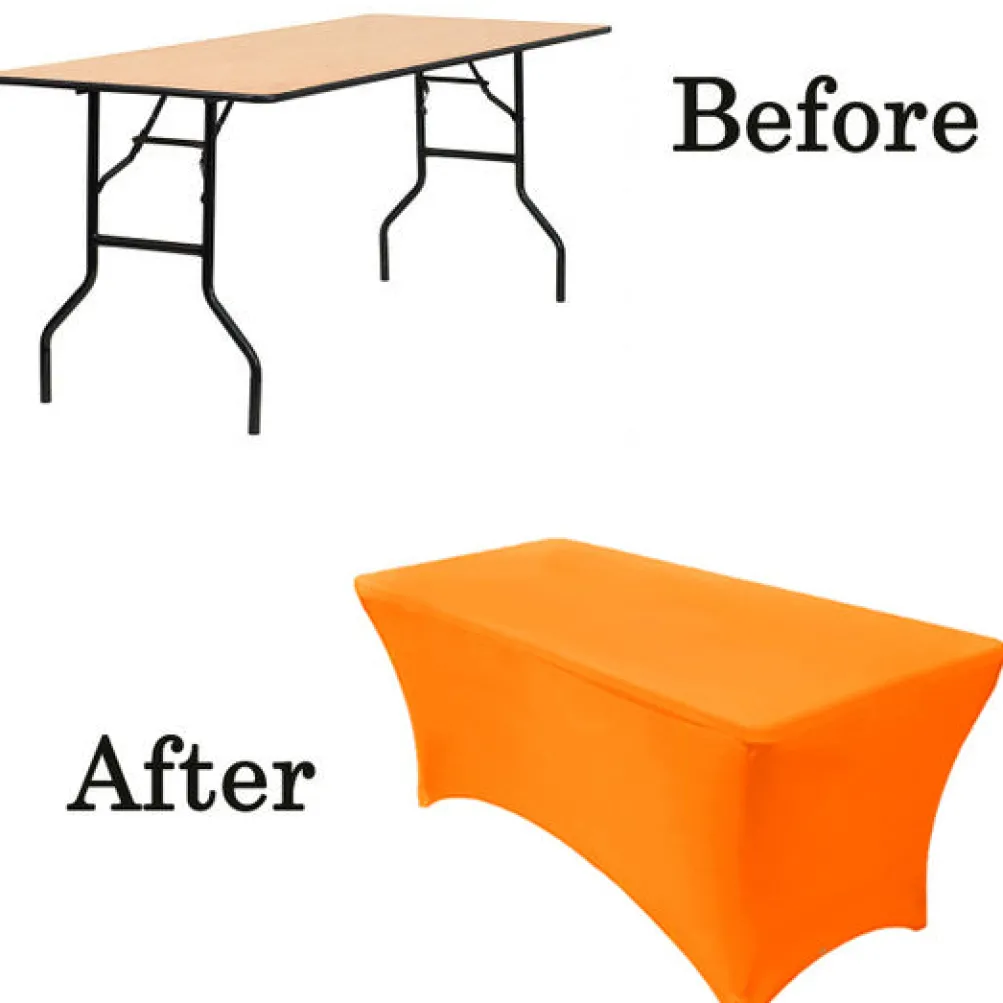 Spandex (6'x30") Banquet Table Cover in Orange