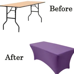 Spandex (8'x30") Banquet Table Cover in Purple