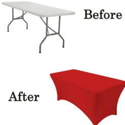 Spandex (6'x30") Banquet Table Cover in Red