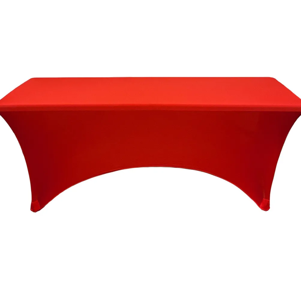 Spandex (6'x30") Banquet Table Cover in Red