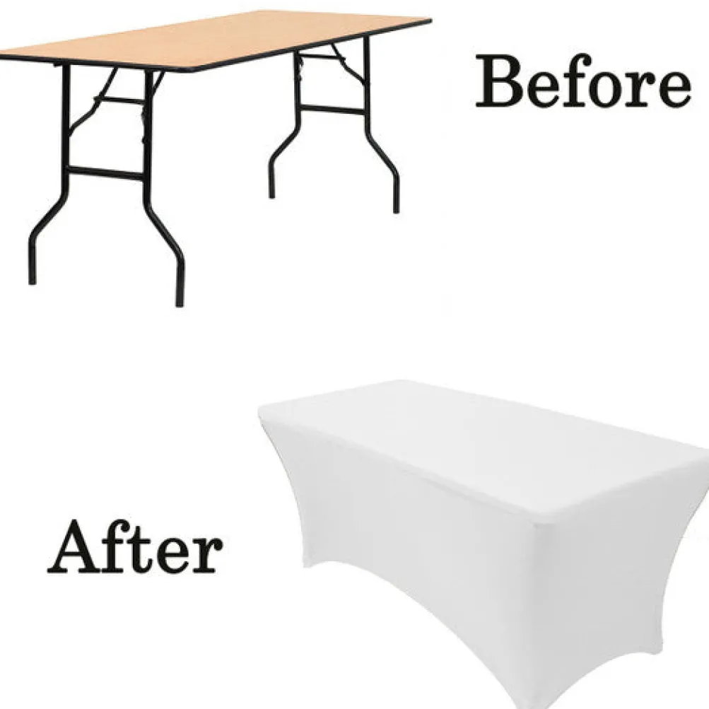 Spandex (8'x30") Banquet Table Cover in White