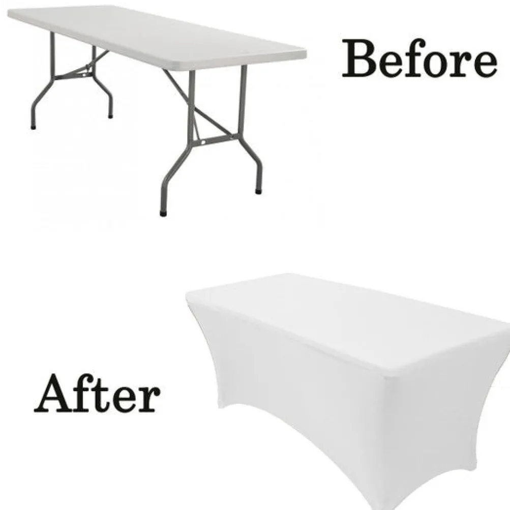 Spandex (8'x30") Banquet Table Cover in White