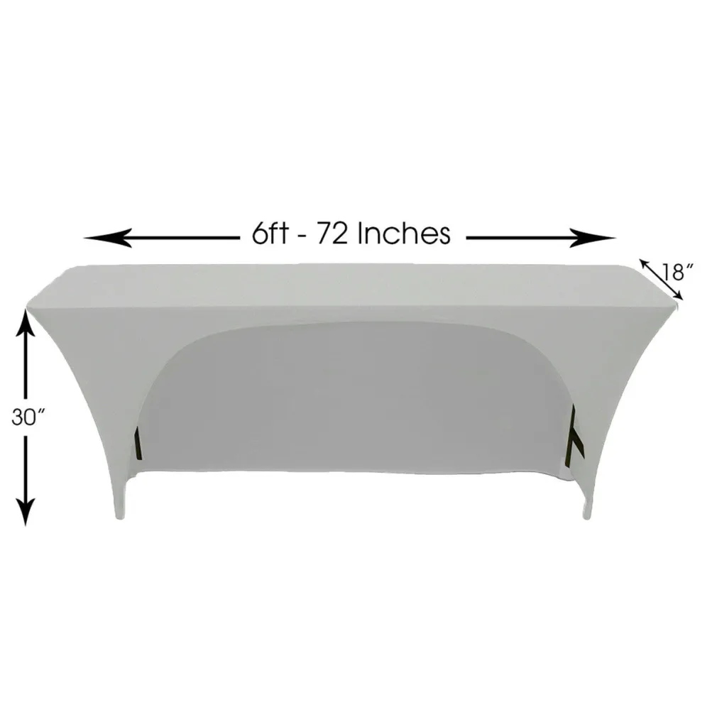Spandex (6'x18") Classroom Banquet Table Cover in Silver