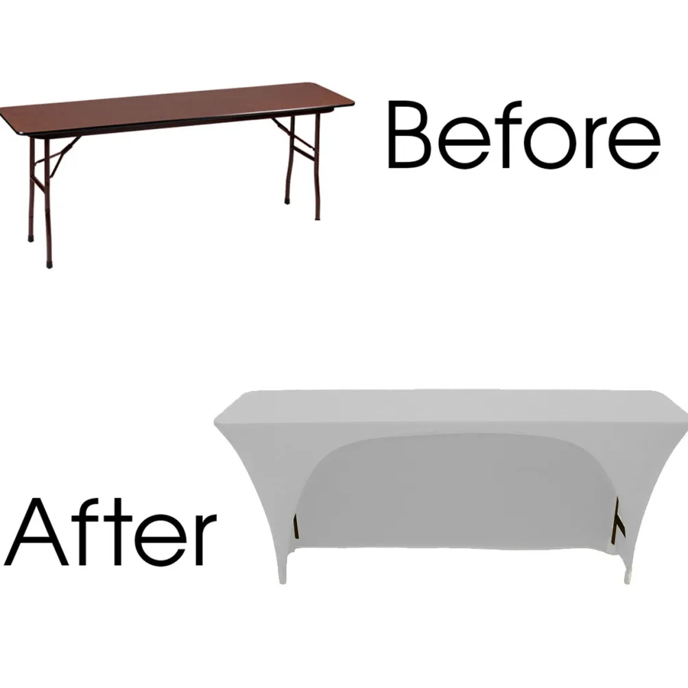 Spandex (6'x18") Classroom Banquet Table Cover in Silver