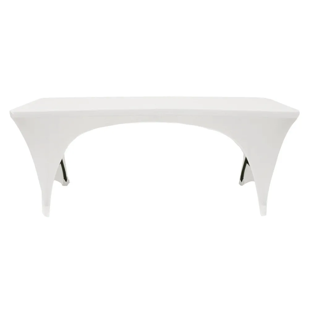 Spandex (6'x30" Open Sides) Banquet Table Cover in White