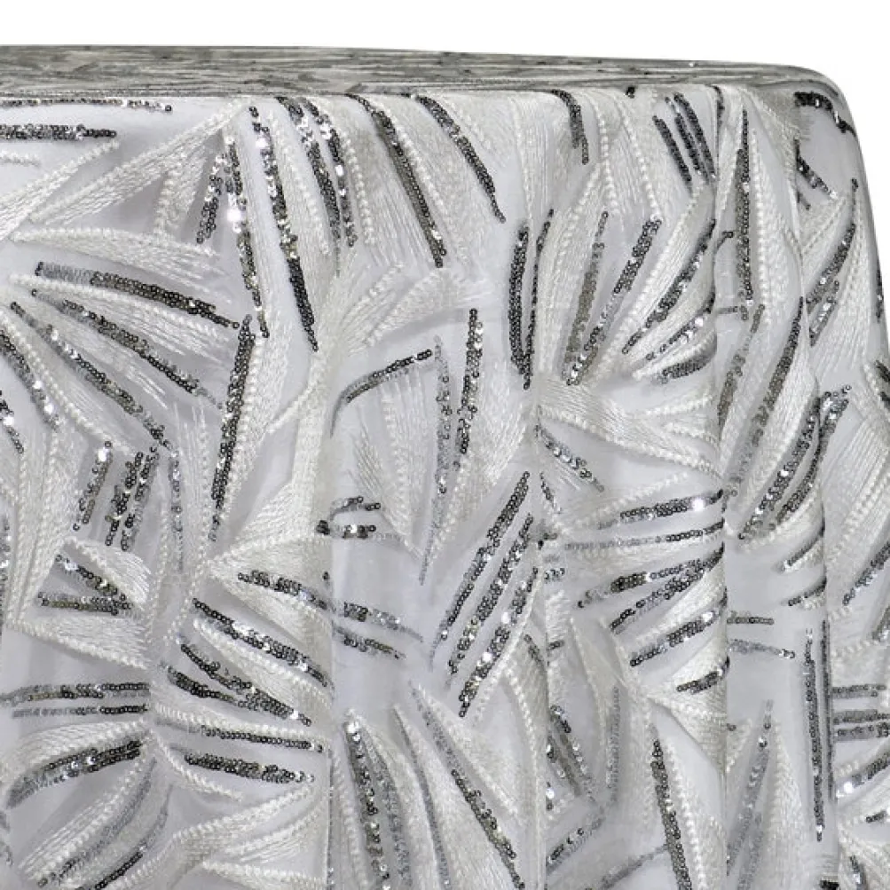 Sparkle Sequins Table Linen in Silver and White