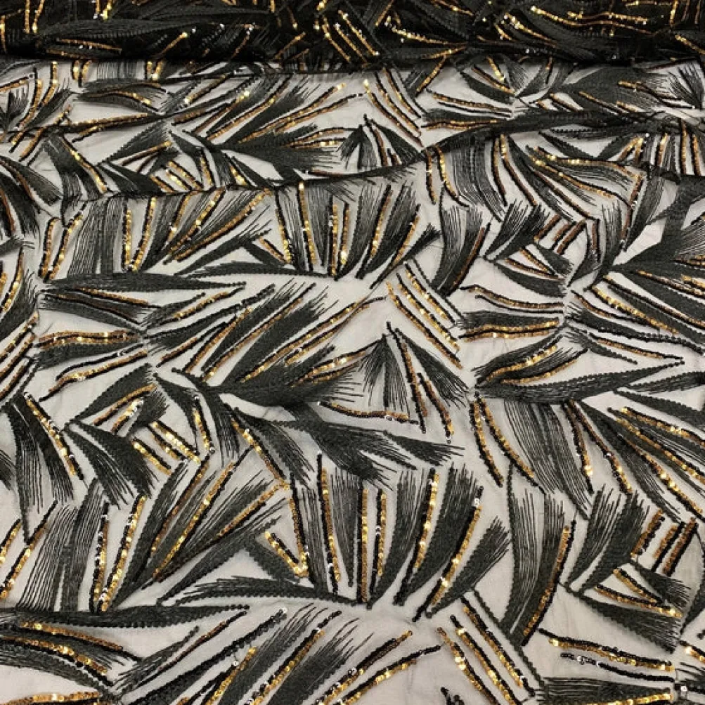 Sparkle Sequins Table Runner in Black and Gold