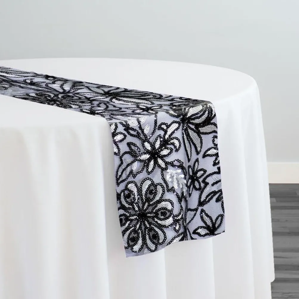 Starlight Sequins Table Runner in Black and White
