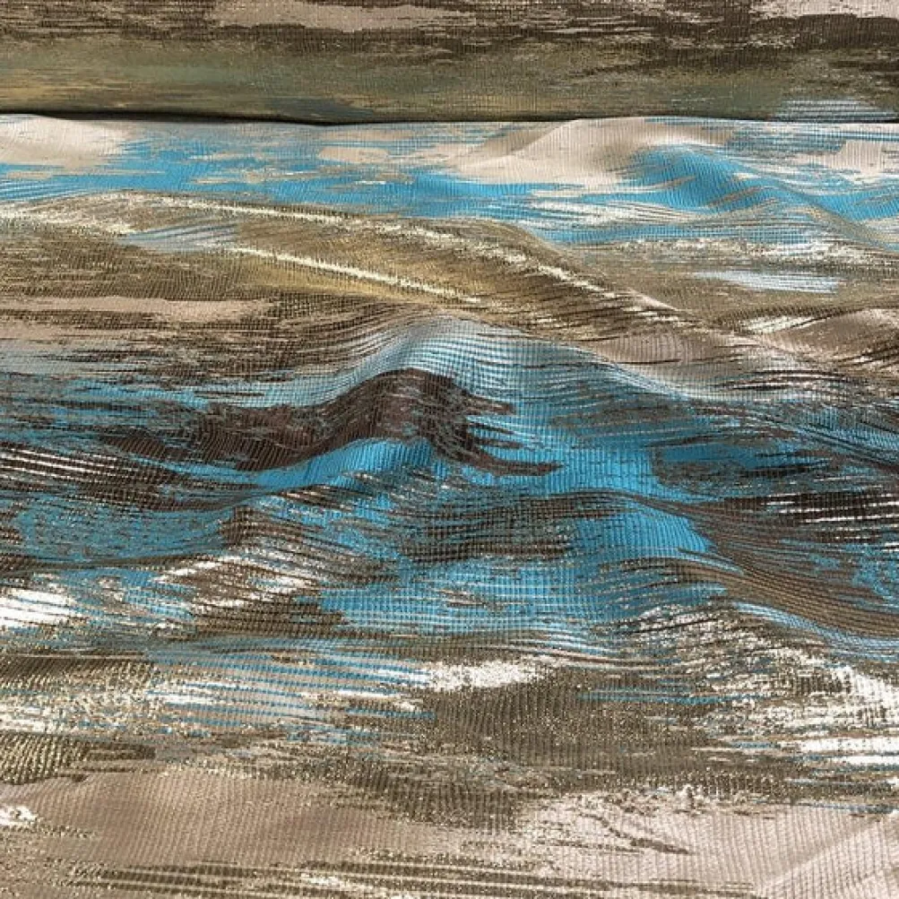 Static Jacquard Table Linen in Turquoise and Brown