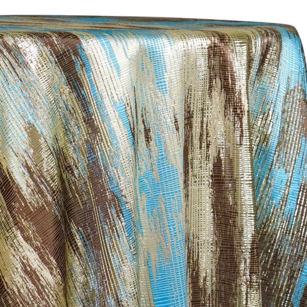 Static Jacquard Table Linen in Turquoise and Brown