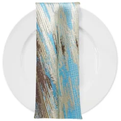 Static Jacquard Table Napkin in Turquoise and Brown