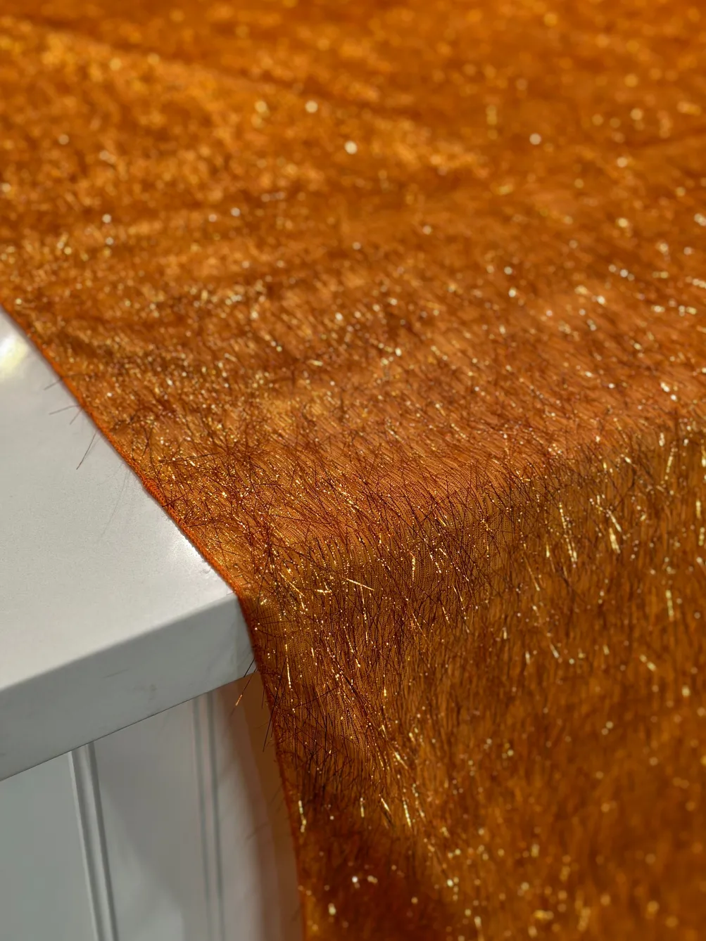 String Metallic Table Linen in Orange