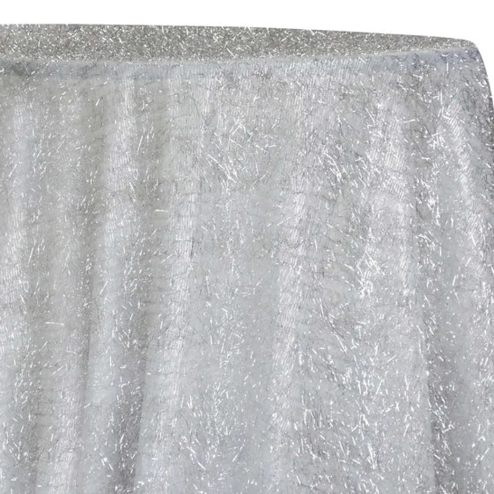 String Metallic Table Linen in White and Silver