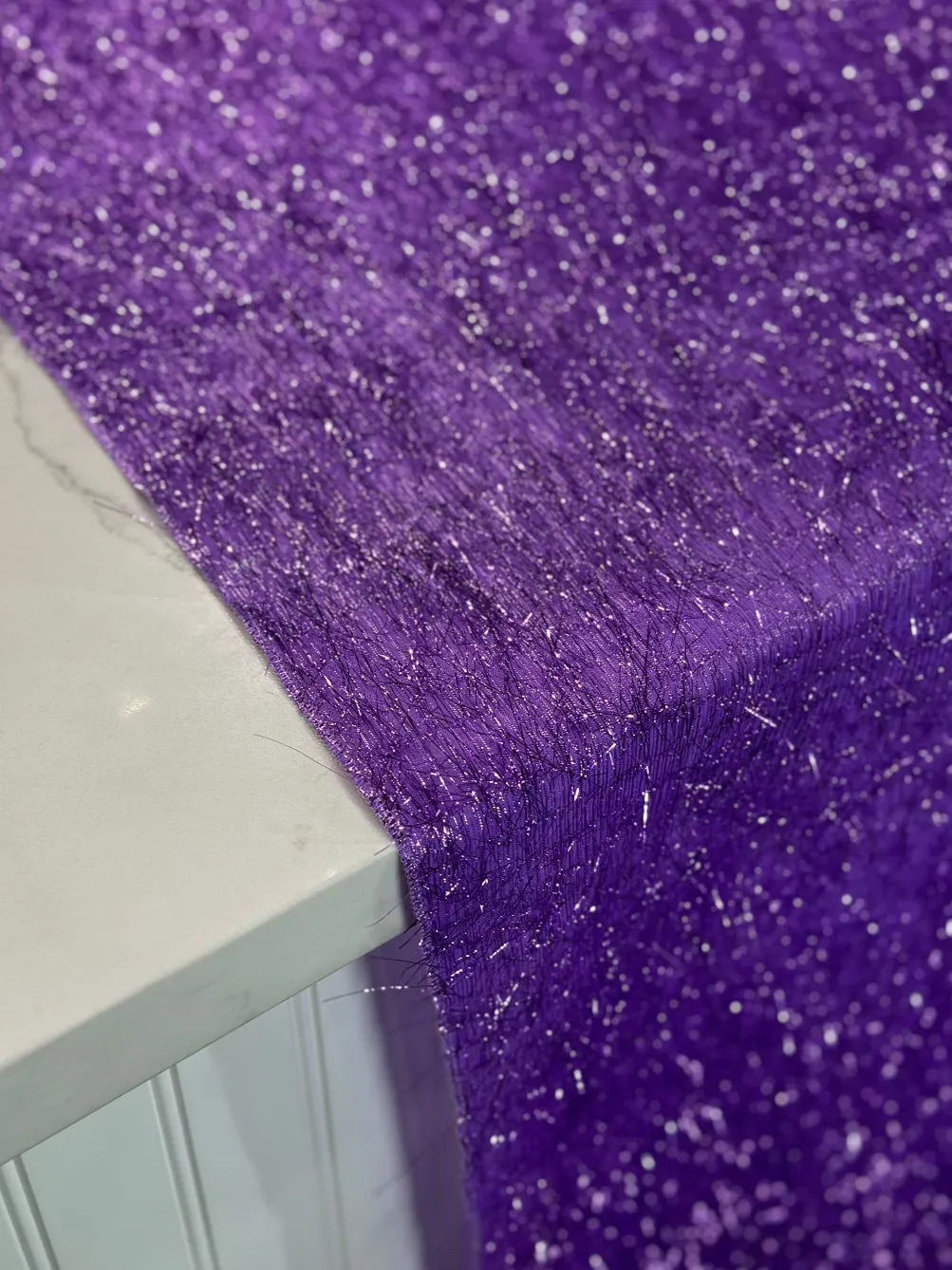 String Metallic Table Linen in Purple