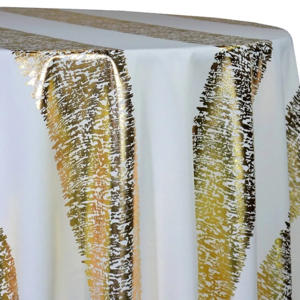 Stripe (Metallic Print) Table Linen in White and Gold
