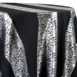Stripe (Metallic Print) Table Linen in Black and Silver