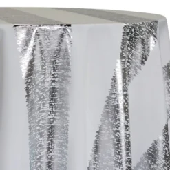 Stripe (Metallic Print) Table Linen in White and Silver