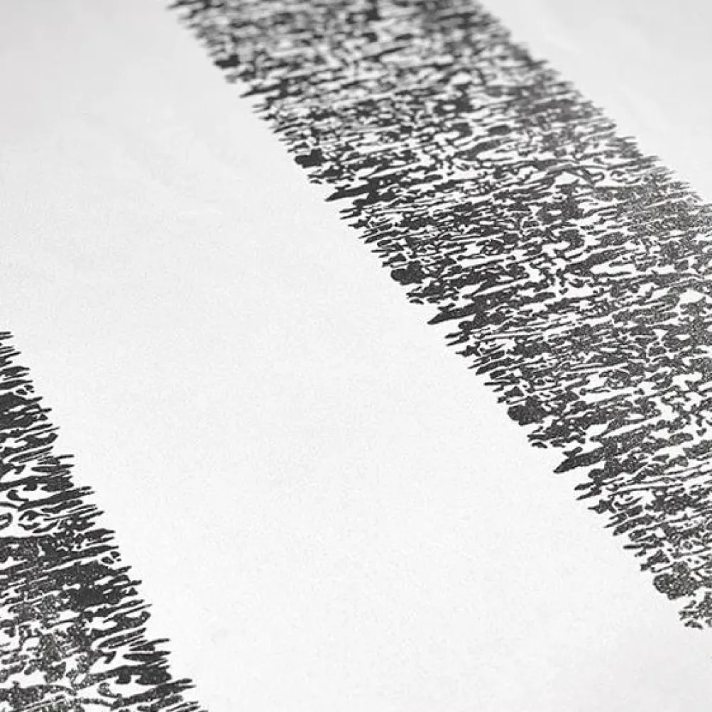 Stripe (Metallic Print) Table Linen in White and Silver