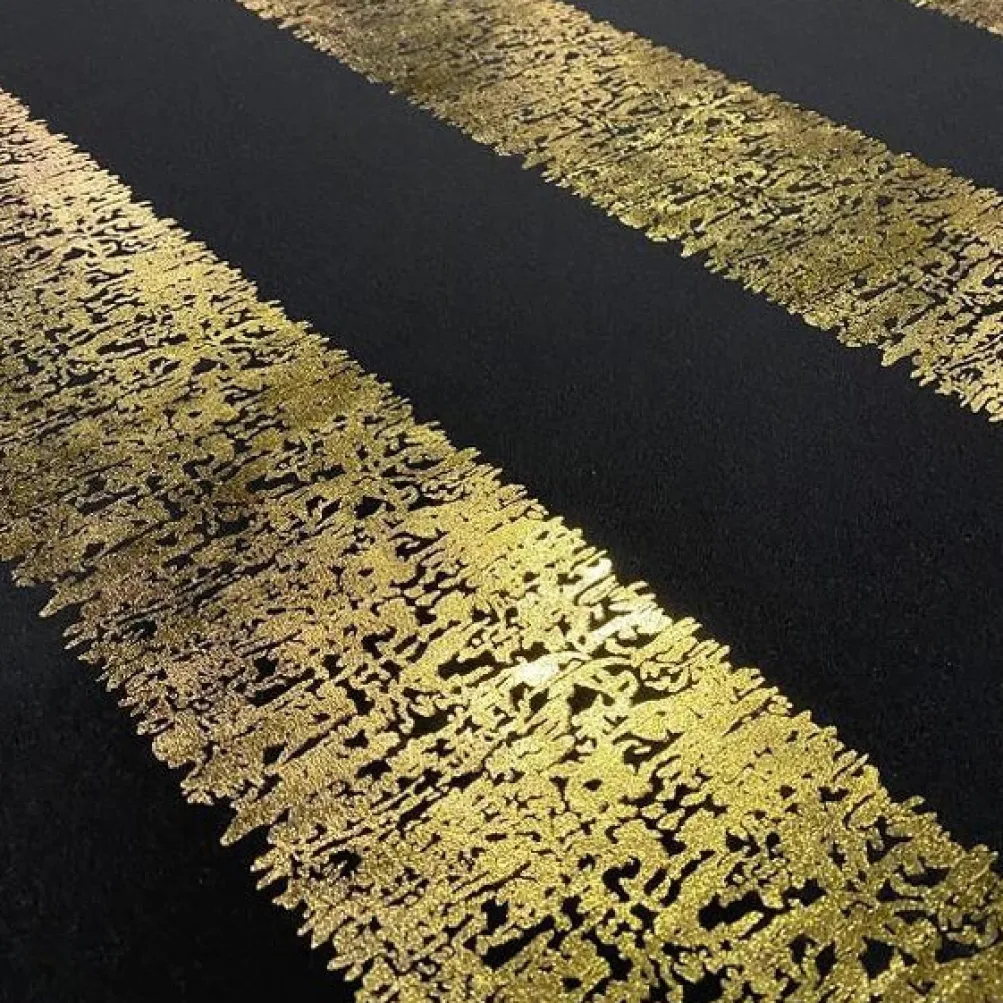 Stripe (Metallic Print) Table Linen in Black and Gold