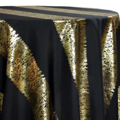 Stripe (Metallic Print) Table Linen in Black and Gold