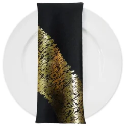 Stripe (Metallic Print) Table Napkin in Black and Gold