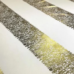 Stripe (Metallic Print) Table Runner in White and Gold