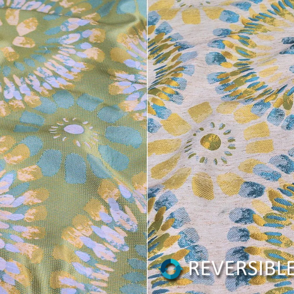 Sundaze Jacquard (Reversible) Table Linen in Turquoise and Yellow