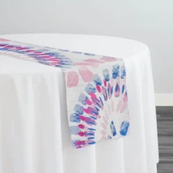Sundaze Jacquard (Reversible) Table Runner in Fuchsia and Blue