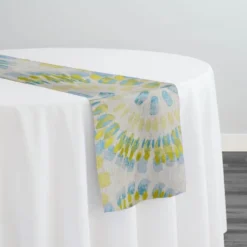 Sundaze Jacquard (Reversible) Table Runner in Turquoise and Yellow