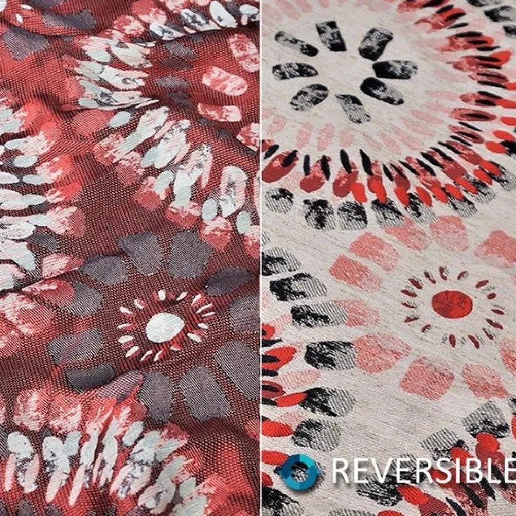 Sundaze Jacquard (Reversible) Table Runner in Red and Black