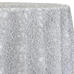 Swirl Chain Lace Table Linen in Silver