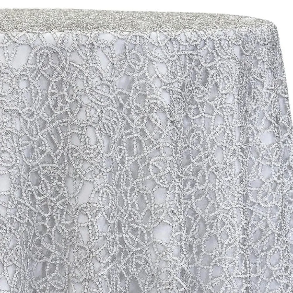 Swirl Chain Lace Table Linen in Silver