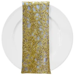 Swirl Chain Lace (w/ Poly Lining) Table Napkin in Gold