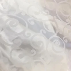 Swirl Flocking Taffeta Table Runner in White on White