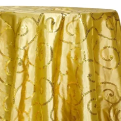 Swirl Sequins Taffeta Table Linen in Gold