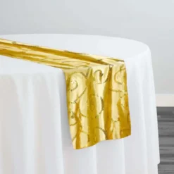 Swirl Sequins Taffeta Table Runner in Gold