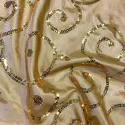 Swirl Sequins Taffeta Table Runner in Gold