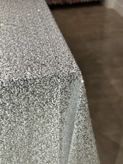 Taffeta Sequins Table Linen in Silver and White