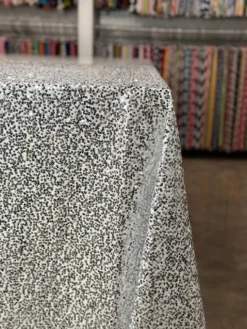 Taffeta Sequins Table Linen in Silver and White