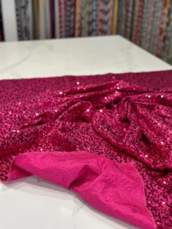Taffeta Sequins Table Linen in Fuchsia