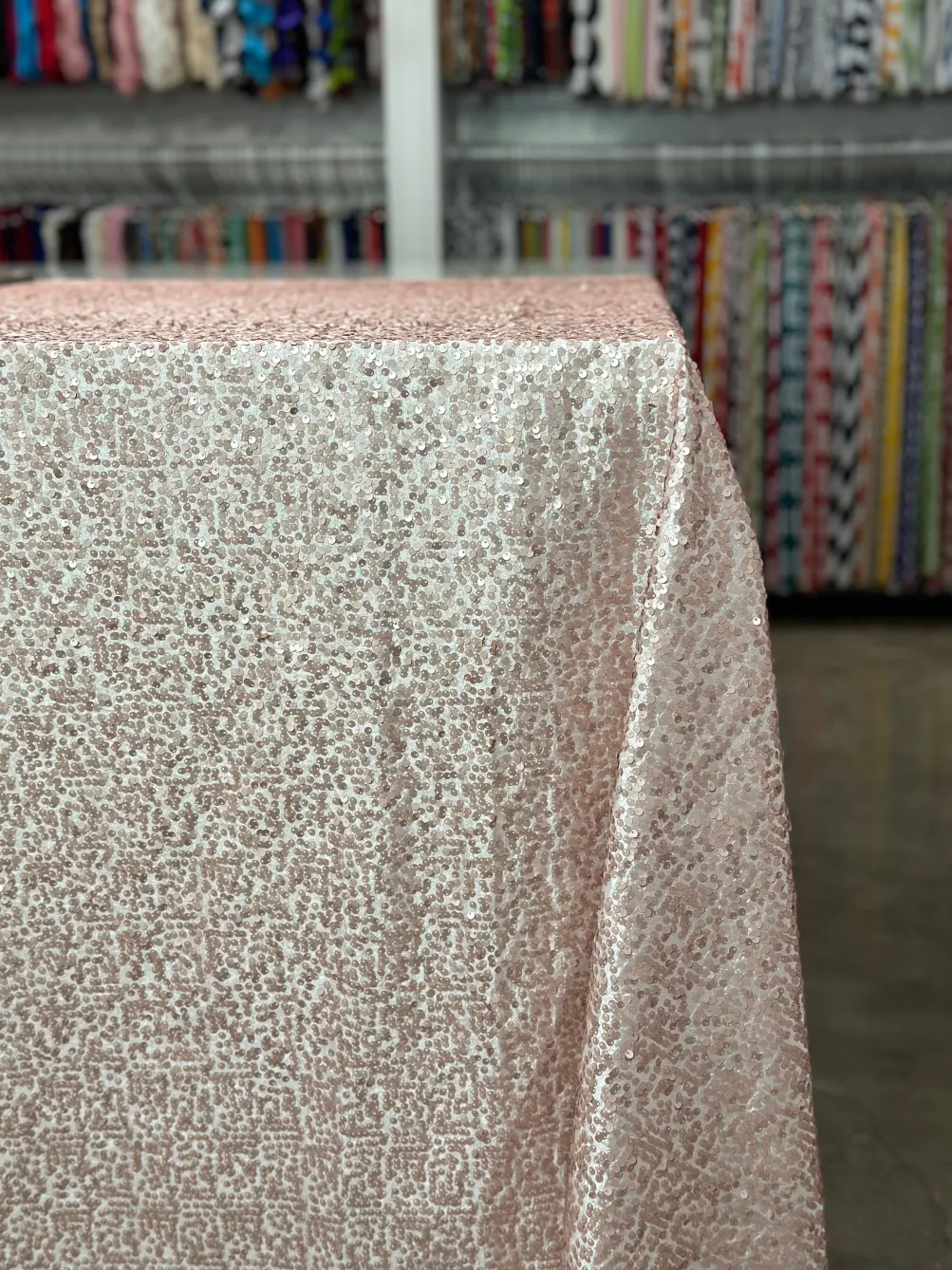 Taffeta Sequins Table Linen in Blush Matte