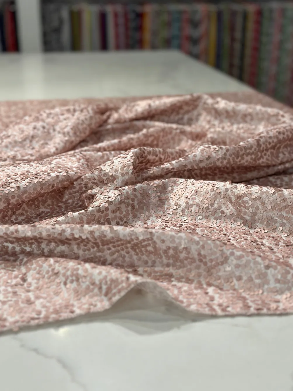 Taffeta Sequins Table Linen in Blush Matte