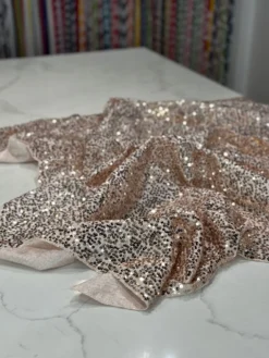 Taffeta Sequins Table Linen in Blush Shiny