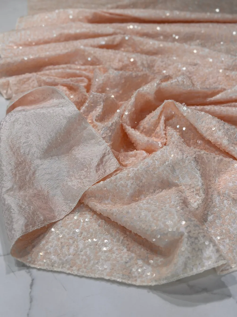 Taffeta Sequins Table Linen in Blush Transparent