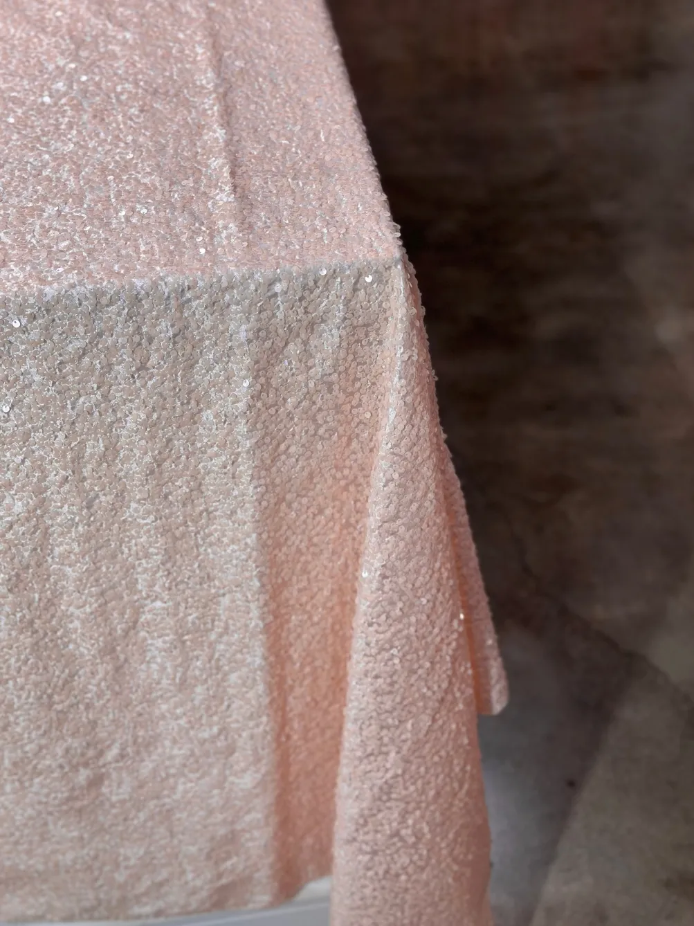 Taffeta Sequins Table Linen in Blush Transparent
