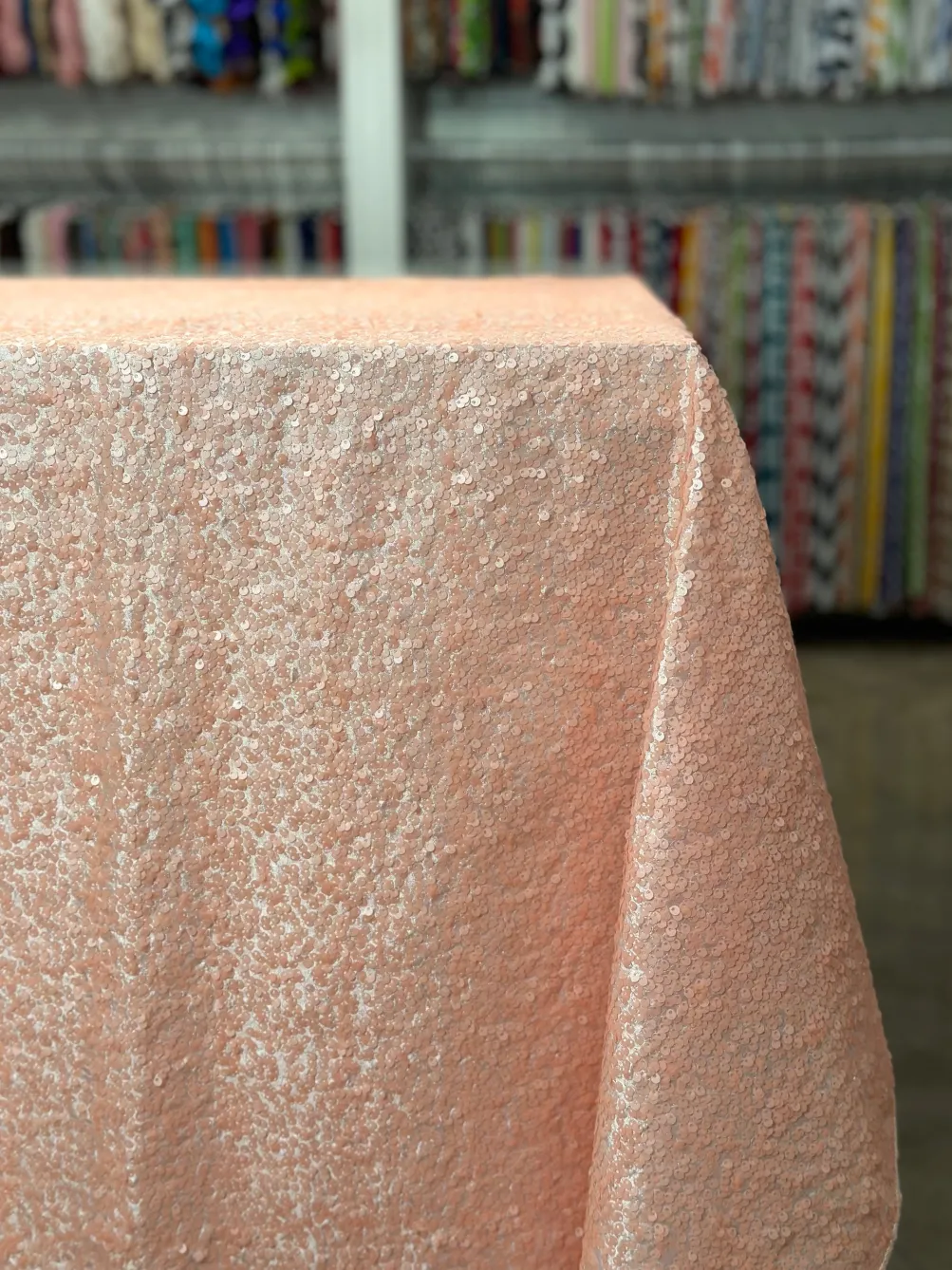 Taffeta Sequins Table Linen in Blush Transparent