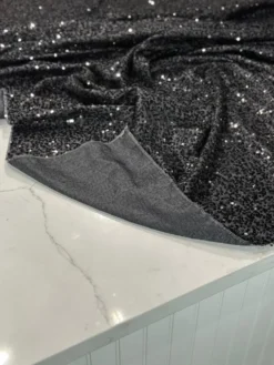 Taffeta Sequins Table Linen in Black