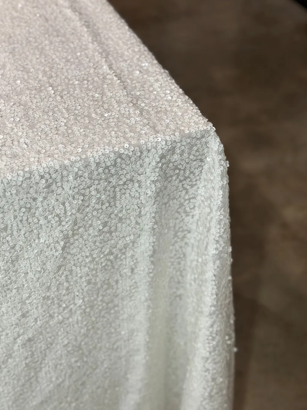 Taffeta Sequins Table Linen in White